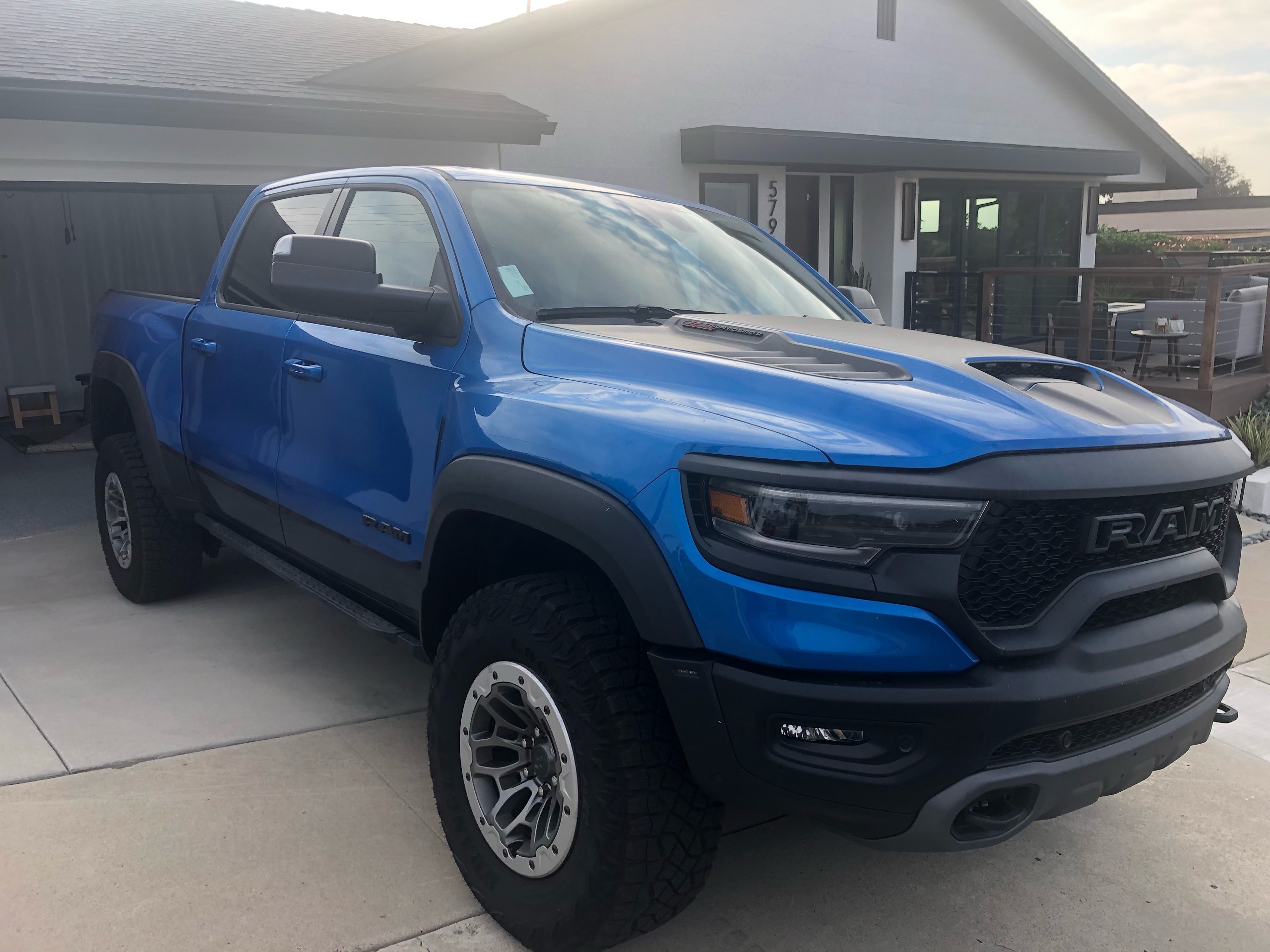 Blue Dodge Ram truck before ceramic coating