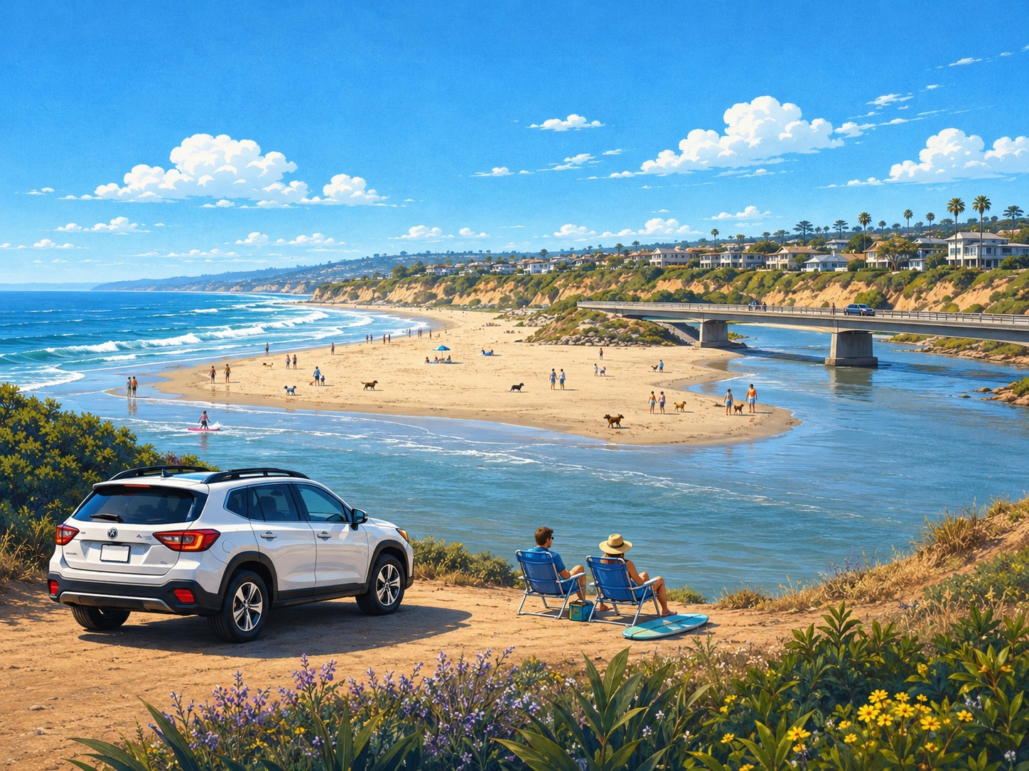 Car detailing in Del Mar for a family SUV above Dog Beach