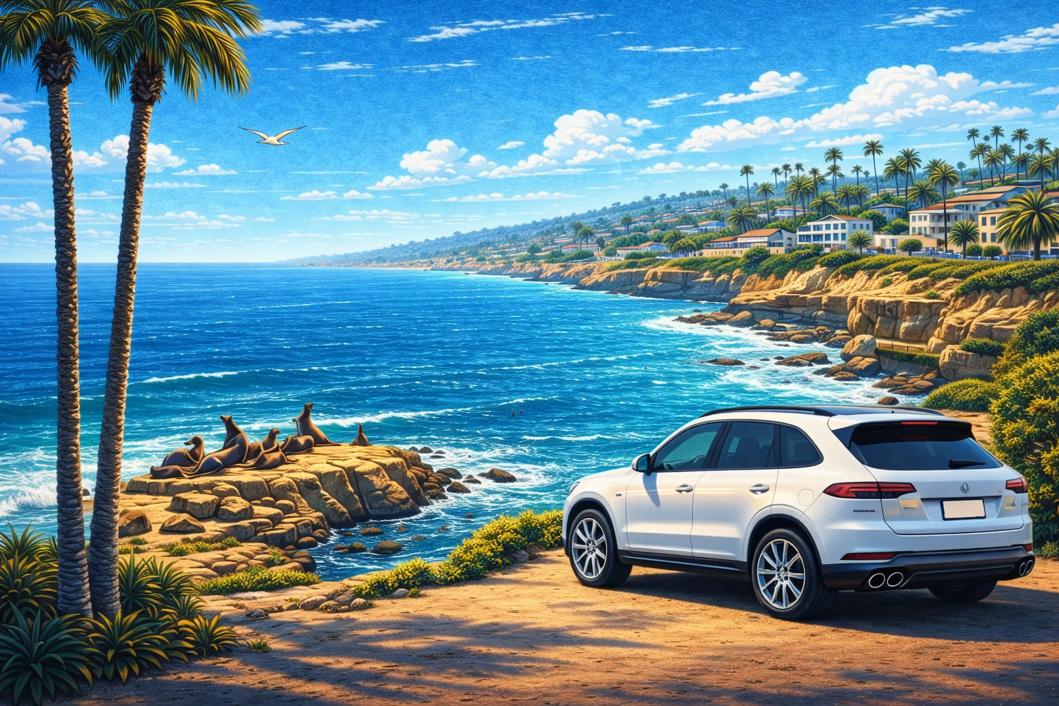 La Jolla Cove coastline where a vetted mobile detailer comes to your driveway