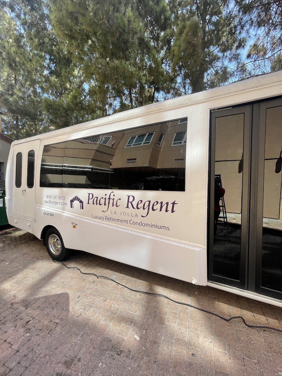 Pacific Regent La Jolla shuttle bus detailed on site