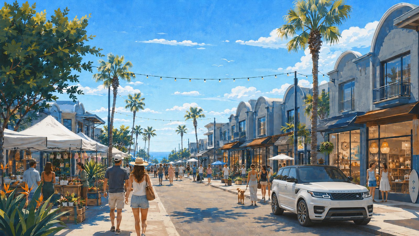 Cedros Avenue Design District in Solana Beach, boutiques and farmers market. Car detailing in Solana Beach.