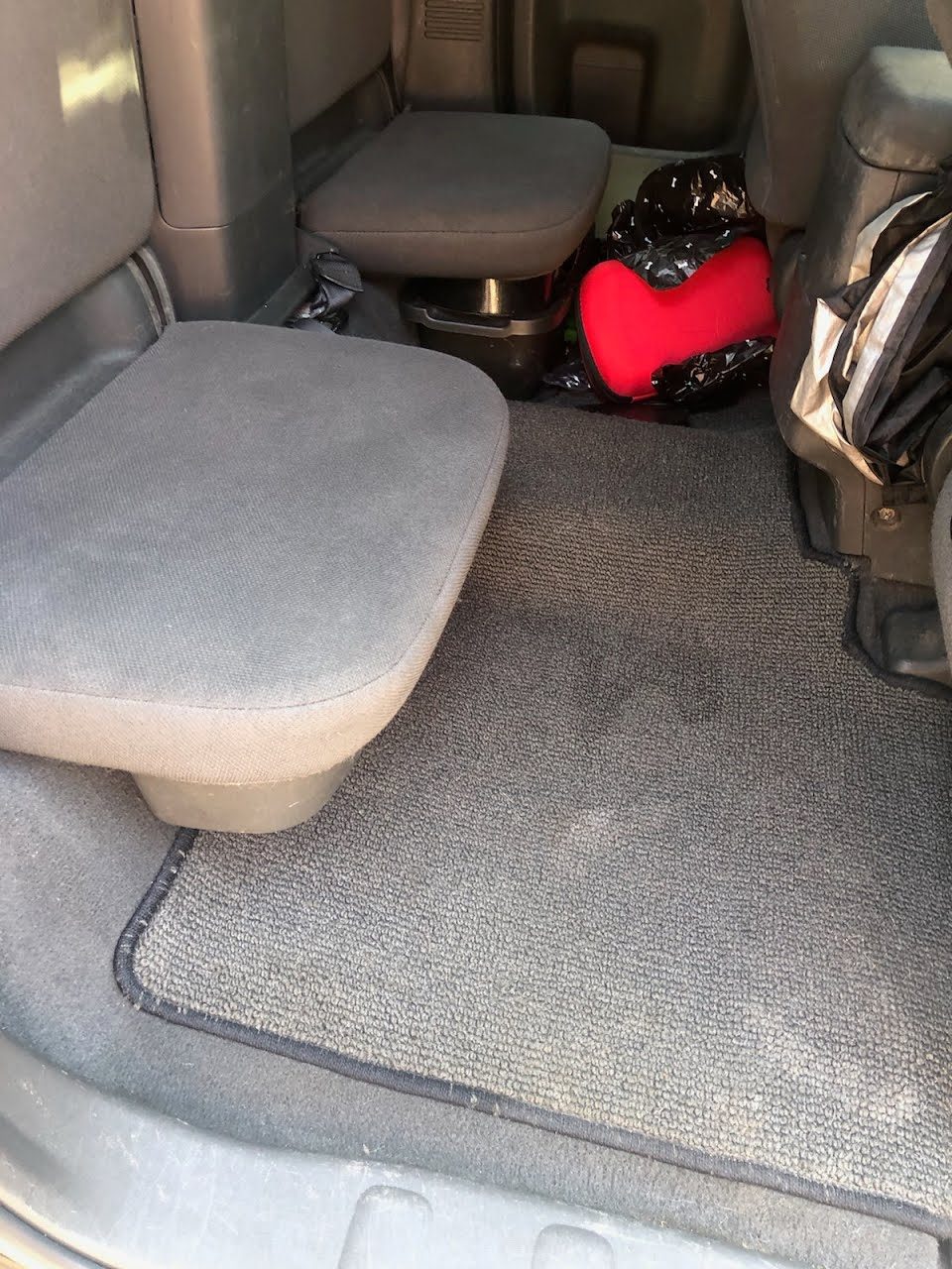 Same truck back seat clean after pet hair removal detailing in San Diego