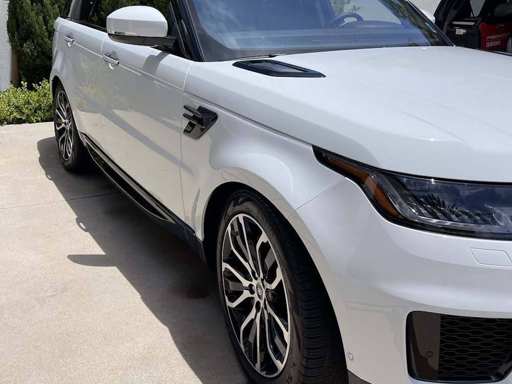 White Range Rover Sport after a full mobile detail