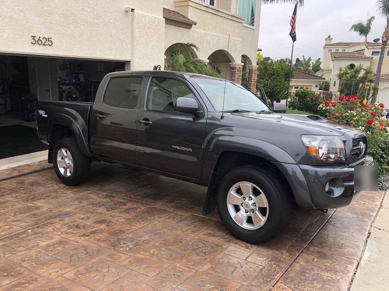 Toyota Tacoma after a full mobile detail in a San Diego driveway